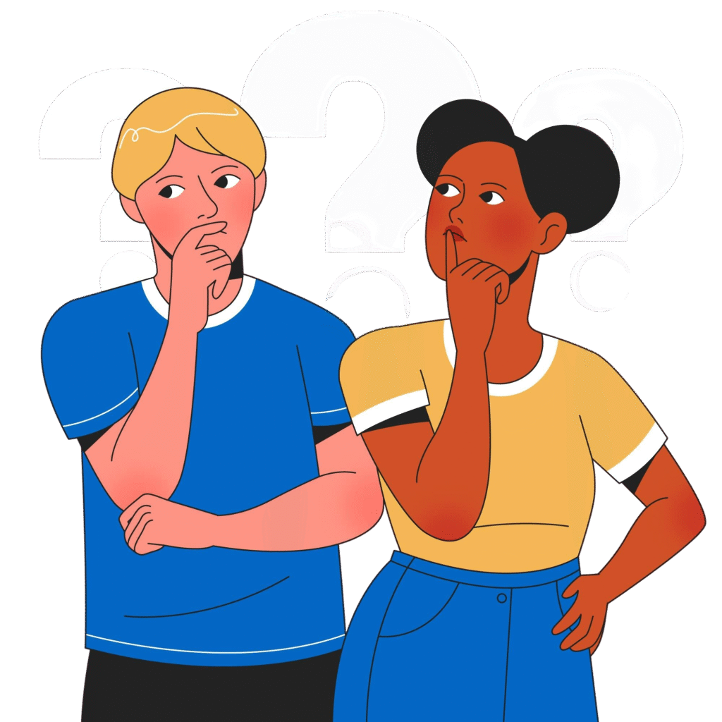 Organic flat illustration of people asking questions and discussing ideas